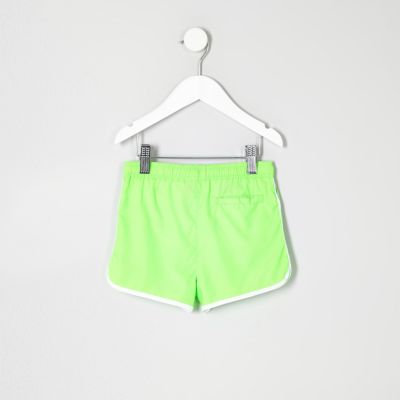 Mini boys fluro lime green runner swim shorts
